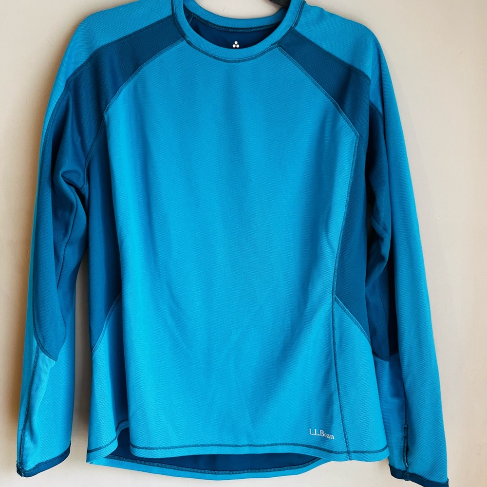 L.L. Bean Turquoise and Teal Long Sleeve Performance Shirt XL